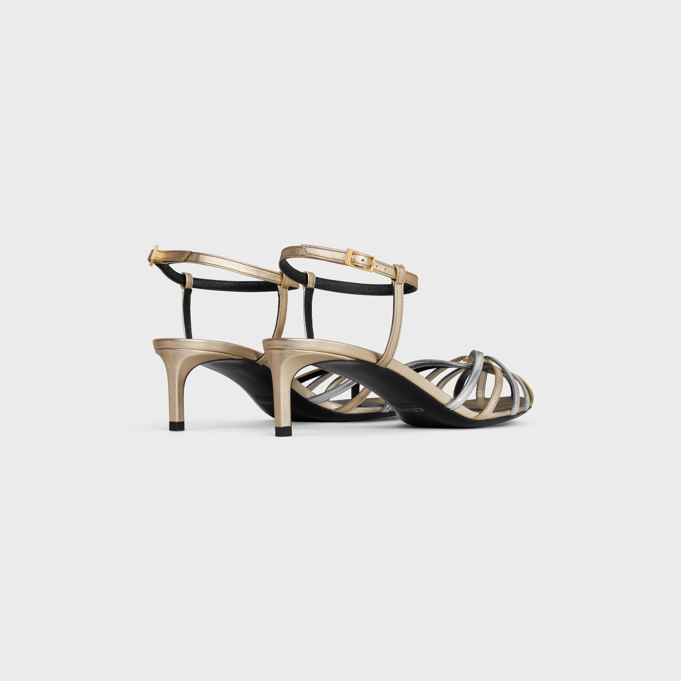 CELINE TRIOMPHE SANDAL IN LAMINATED CALFSKIN - GOLD/ SILVER