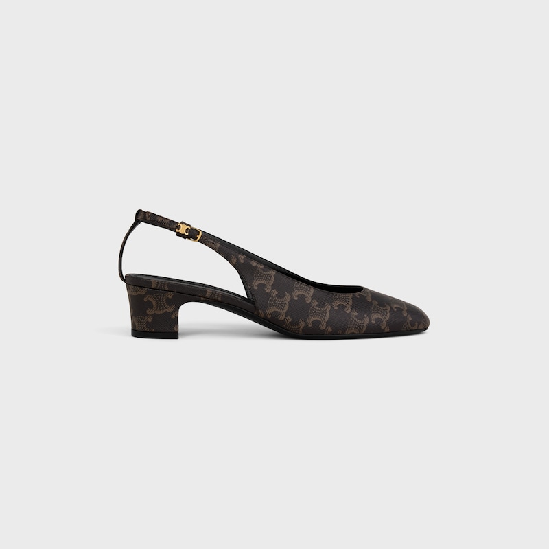 NEO CITY SLINGBACK IN TRIOMPHE COATED FABRIC - BLACK / BROWN -  - 1 | CELINE