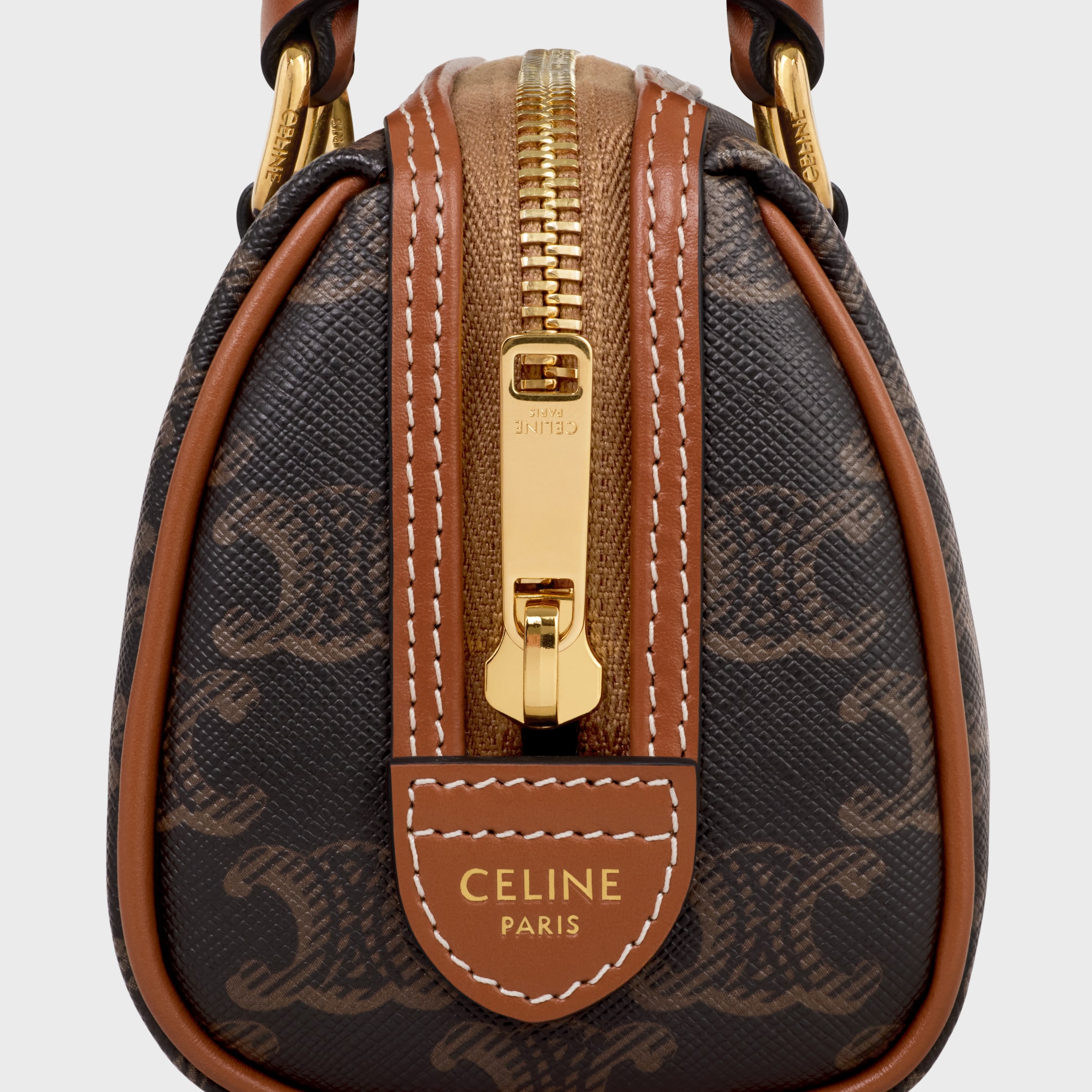 MINI BOSTON IN TRIOMPHE CANVAS AND CALFSKIN - | CELINE