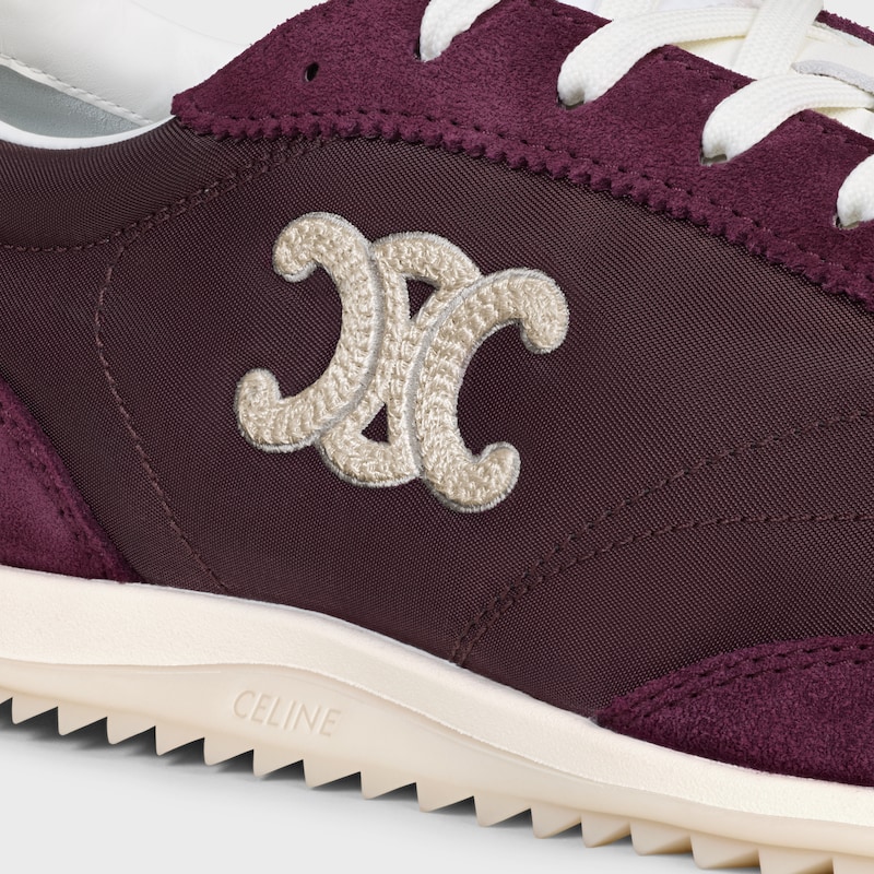 CELINE RACER - SNEAKER BASSE AVEC TRIOMPHE EN NYLON, CUIR DE VEAU VELOURS ET CUIR DE VEAU - Prune -  - 1 | CELINE