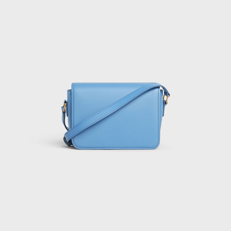 Teen Triomphe Bag in shiny calfskin - AZURE - SHOULDER BAGS - 1 | CELINE