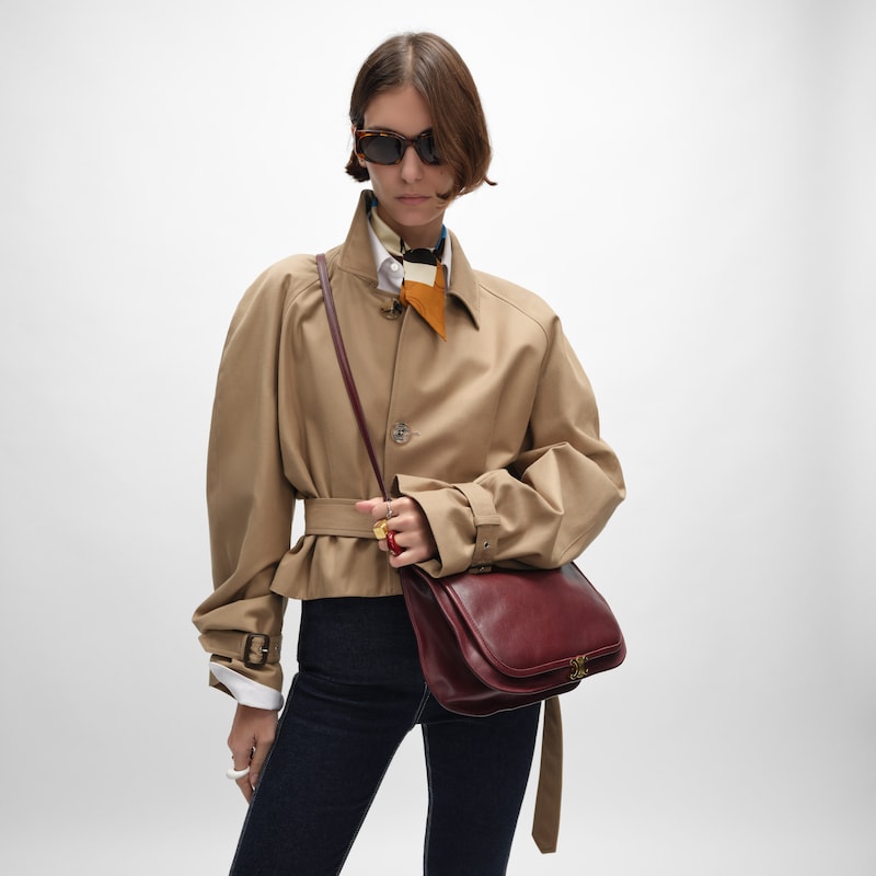 SOFT TRIOMPHE BESACE  IN SUPPLE SHINY LAMBSKIN - SYRAH - HOBO AND TOTE BAGS - 1 | CELINE