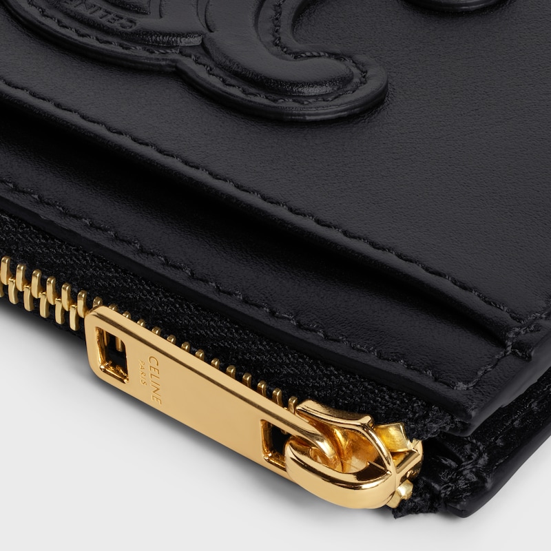 Zipped Card Holder Cuir Triomphe IN SHINY CALFSKIN - BLACK - GIFT FINDER - 1 | CELINE