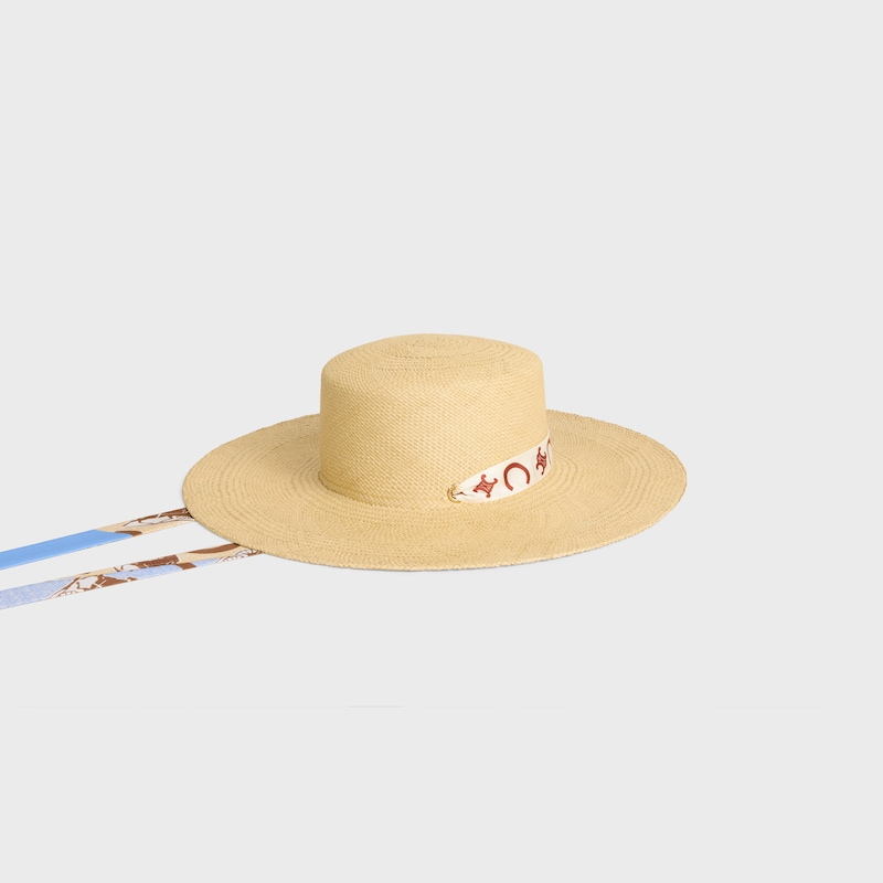 Chapeau ruban paille - NATURAL/BLUE -  - 1 | CELINE