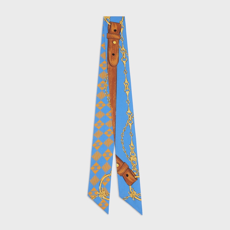 LAZO DE SARGA DE SEDA - AZUL OXFORD / CANELA -  - 1 | CELINE