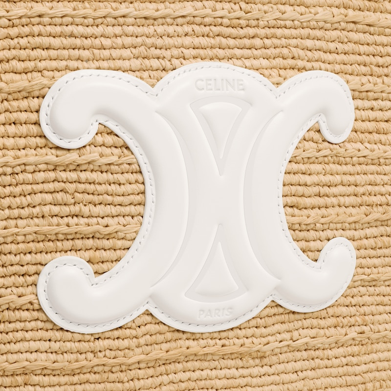 MEDIUM SUPPLE CELINE CLASSIC PANIER IN Raffia and calfskin - RICE - CLASSIC PANIER - 1 | CELINE