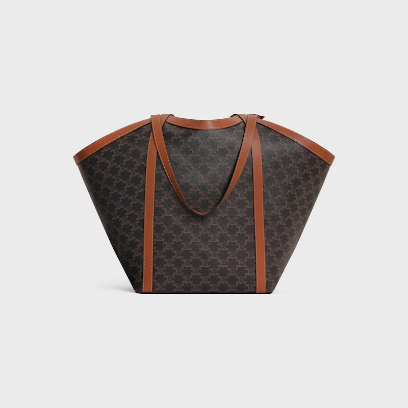 LARGE CABAS IN Triomphe canvas and calfskin - TAN - TRIOMPHE CANVAS - 1 | CELINE