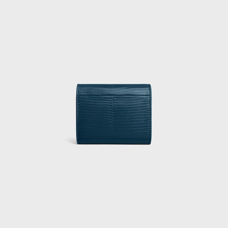 Small Flap Wallet TRIOMPHE IN LIZARD - TEAL BLUE - WALLETS - 1 | CELINE