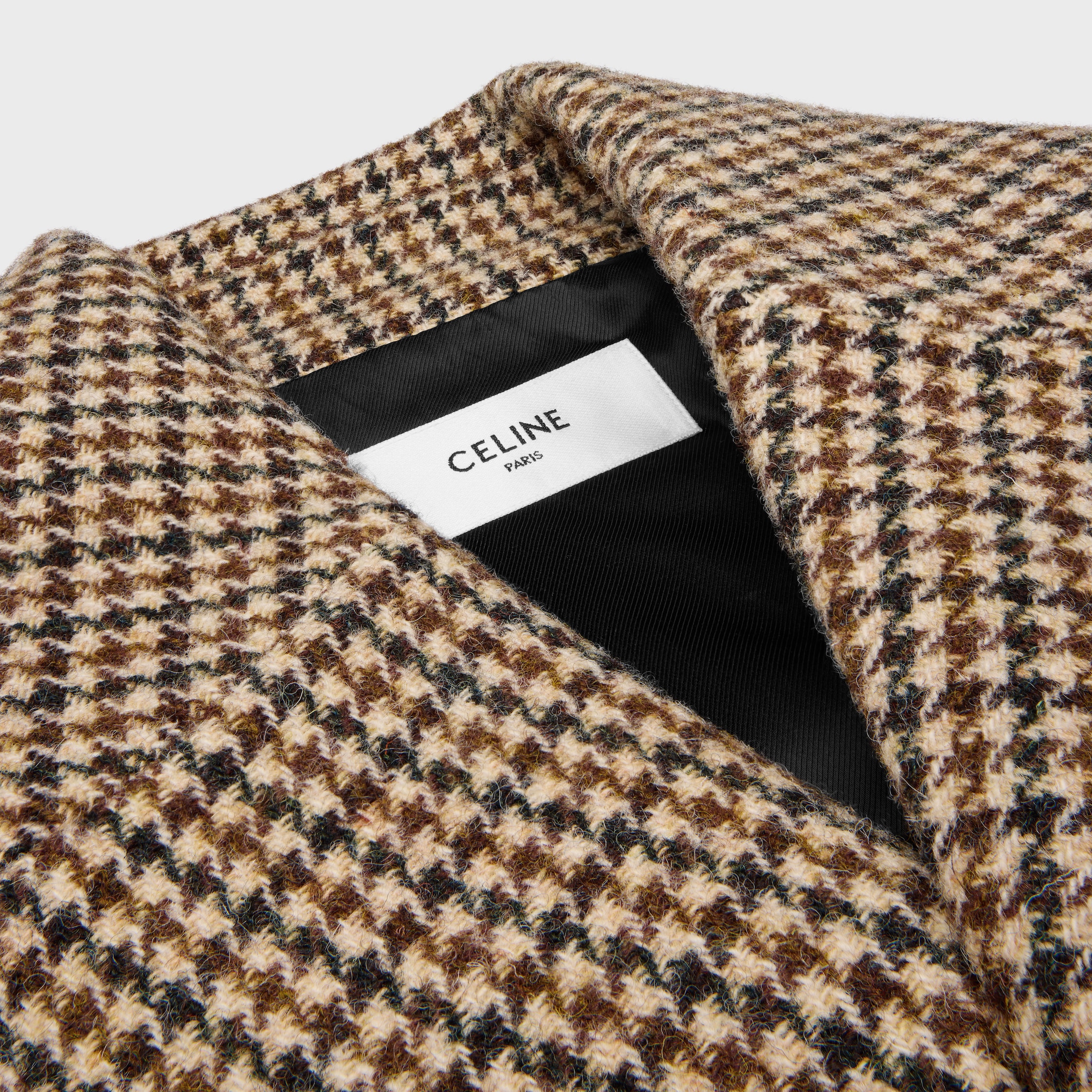 coat IN houndstooth wool - BEIGE / MARRON | CELINE