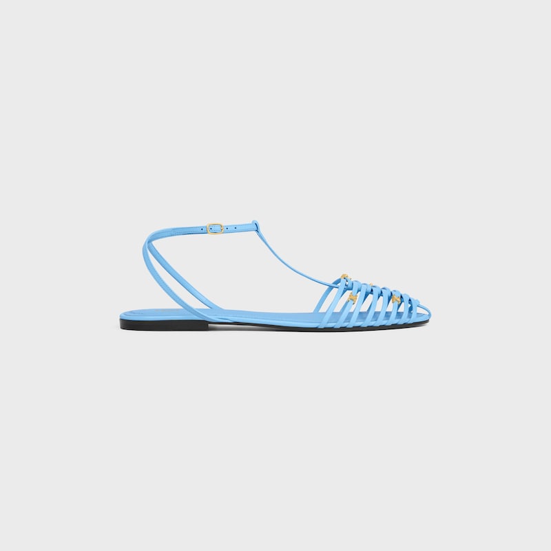 CAGE FLAT SANDAL IN GOATSKIN - SKY BLUE -  - 1 | CELINE