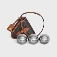 CELINE PETANQUE GAME IN TRIOMPHE CANVAS AND CALFSKIN - TAN - HOME - 1 | CELINE