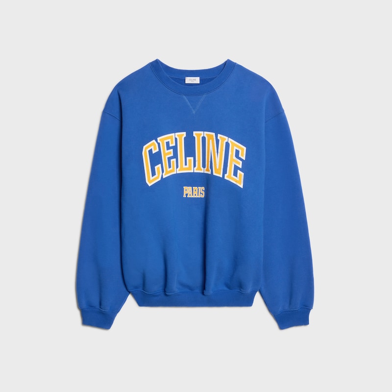 SWEATSHIRT IN cotton fleece - BLUE/YELLOW/OFF WHITE -  - 1 | CELINE