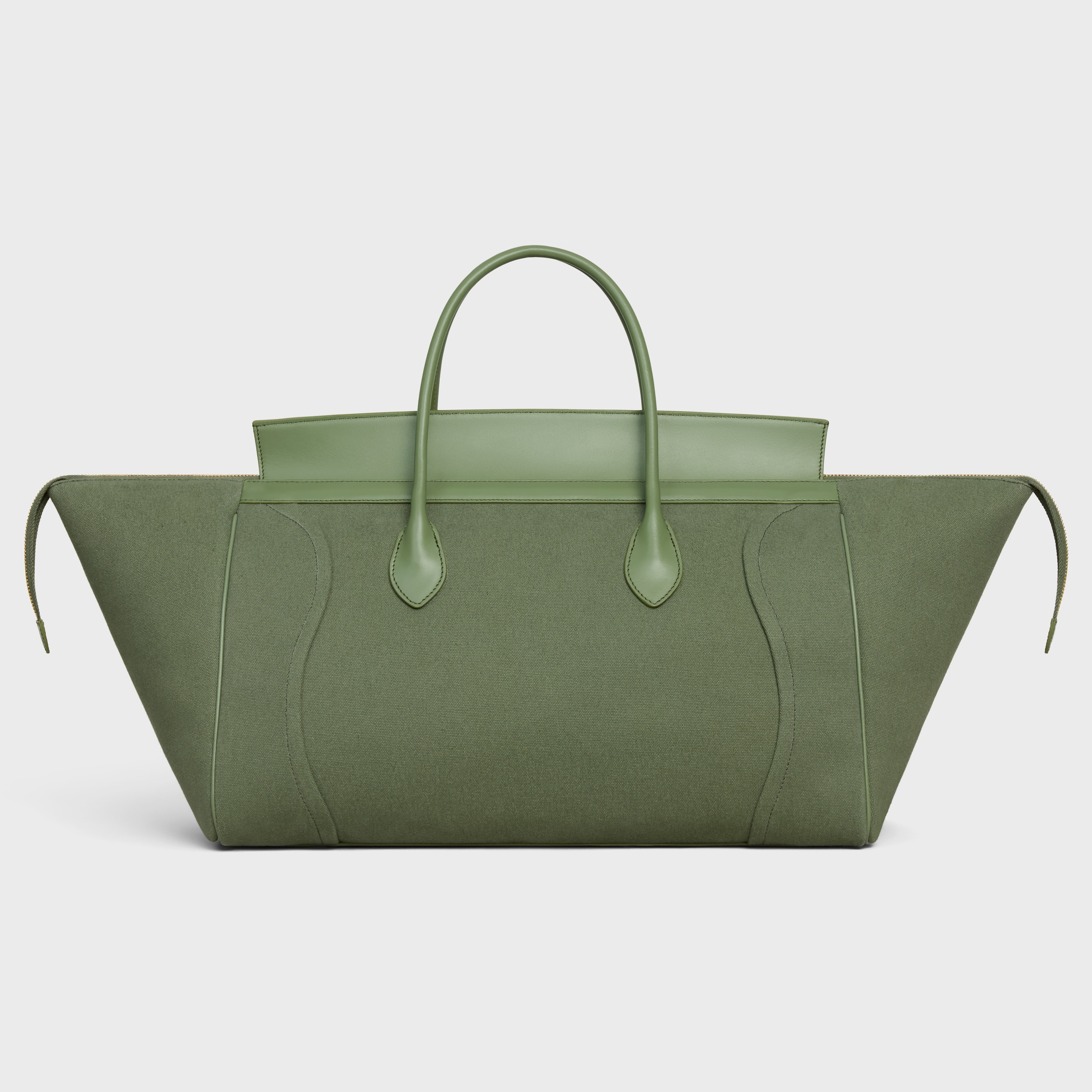 BIG LUGGAGE IN TEXTILE AND NATURAL CALFSKIN - KHAKI | CELINE