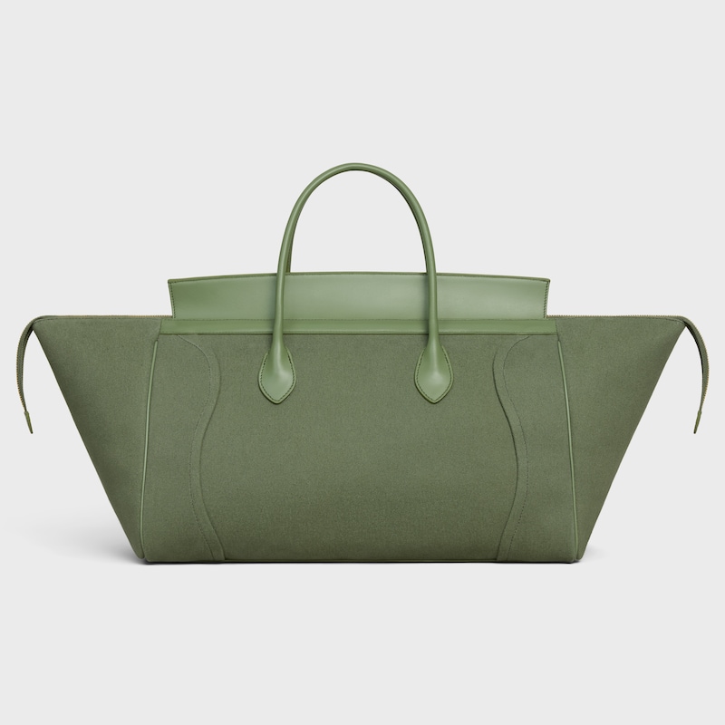 BIG LUGGAGE IN TEXTILE AND NATURAL CALFSKIN - KHAKI - LUGGAGE - 1 | CELINE