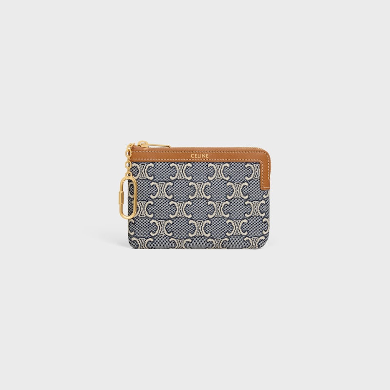 Coin Purse  IN JACQAURD TRIOMPHE ALL OVER - NAVY/ECRU - COIN AND CARD HOLDERS - 1 | CELINE