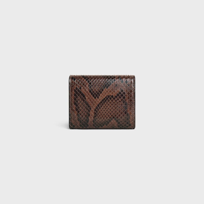 Small Flap Wallet TRIOMPHE IN PYTHON - HICKORY - WALLETS - 1 | CELINE