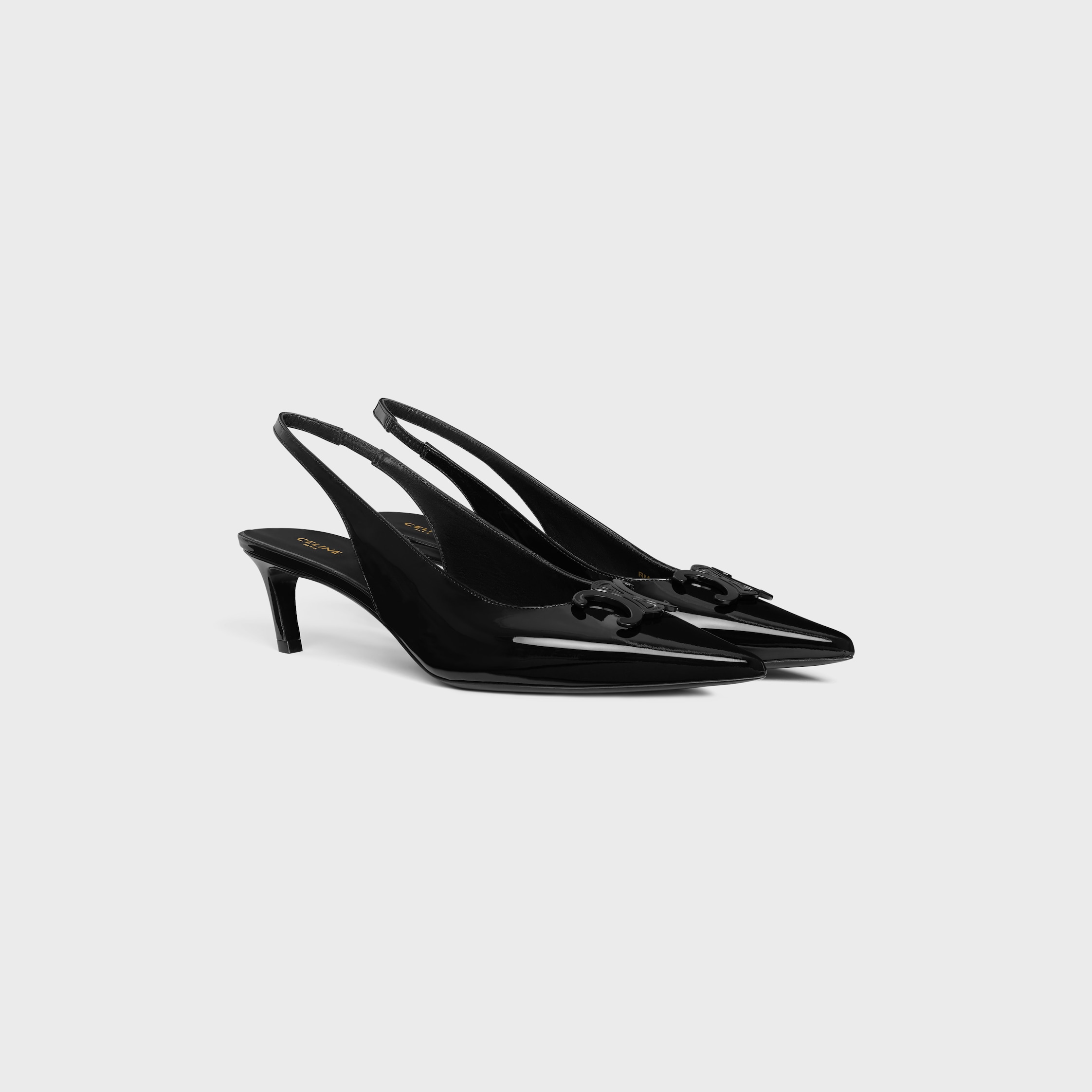 CELINE ALMA TRIOMPHE SLINGBACK IN PATENT CALFSKIN - BLACK