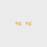 Triomphe Rhinestone Studs in Strass and Brass with Gold Finish - GOLD - EARRINGS - 2 | CELINE