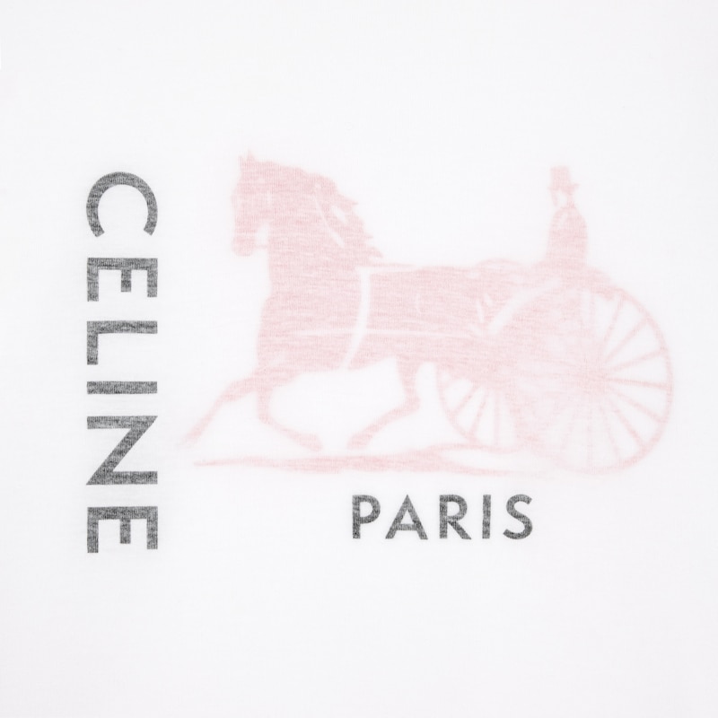 double-layers t-shirt IN FINE COTTON JERSEY - WHITE/BLACK/RED -  - 1 | CELINE