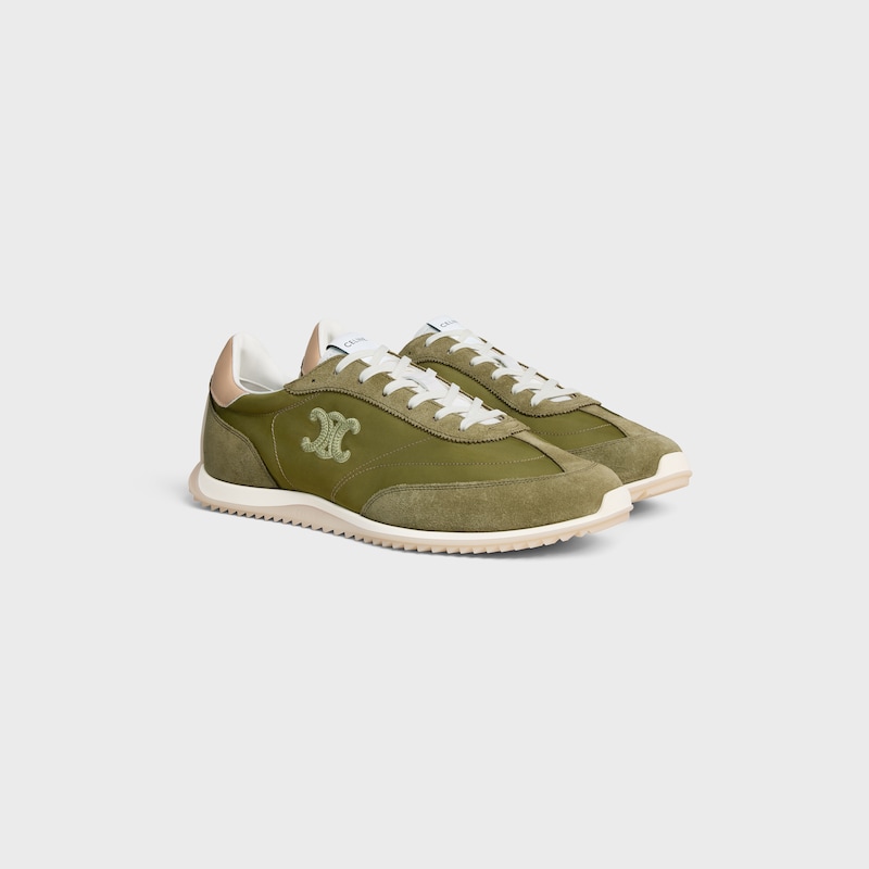 RACER SNEAKER IN NYLON, SUEDE CALFSKIN AND CALFSKIN - OLIVE -  - 1 | CELINE