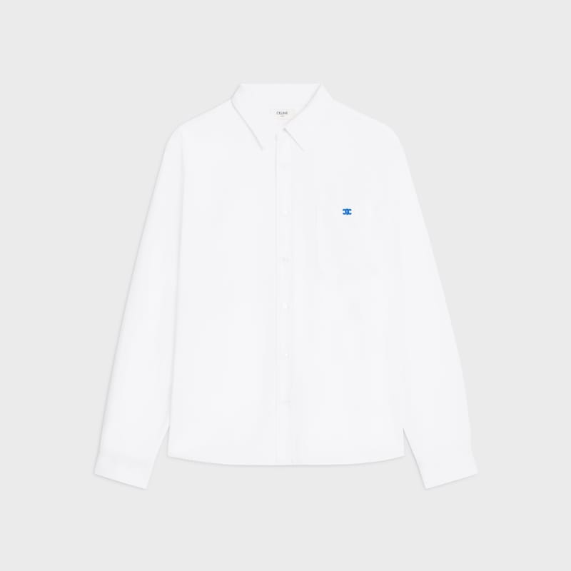 棉質牛仔布休閒襯衫 - 水洗白 -  - 1 | CELINE