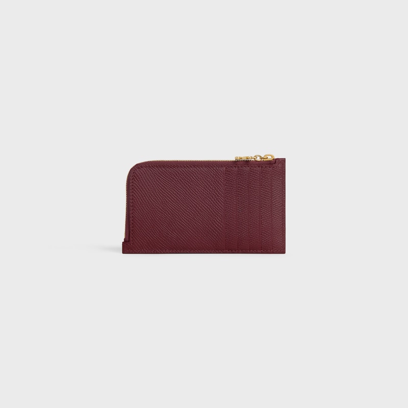 LONG ZIPPED CARD HOLDER IN GRAINED CALFSKIN - SYRAH - NEW - 1 | CELINE
