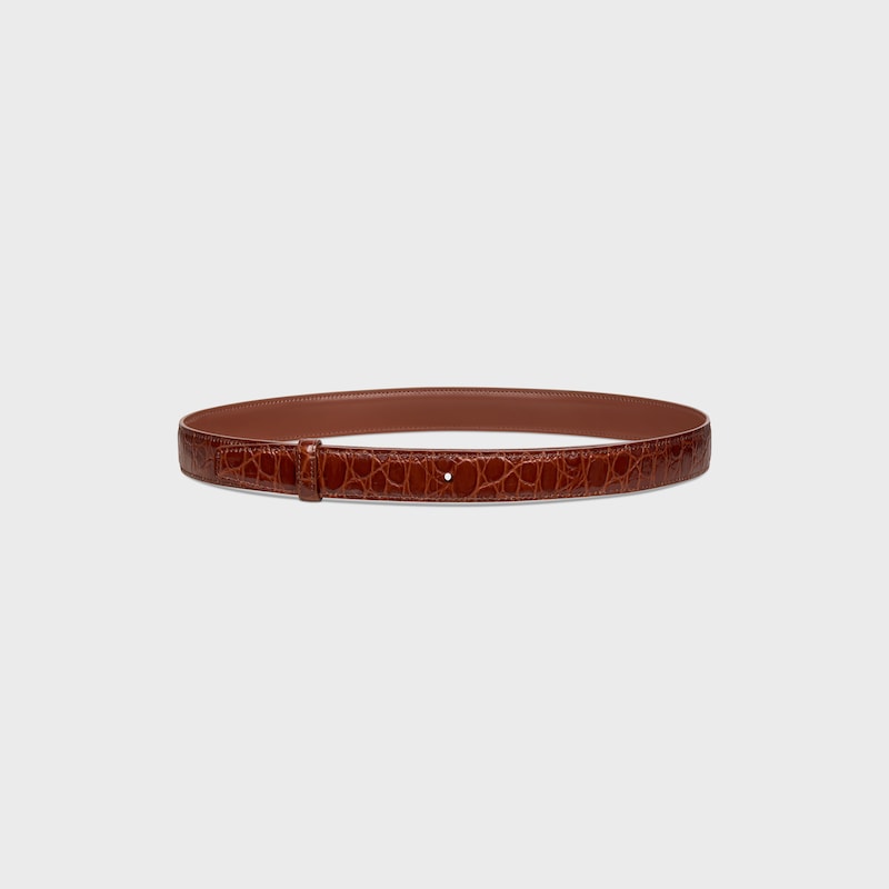 Reversible Strap 25MM IN TAURILLON LEATHER AND CROCODILE EMBOSSED CALFSKIN - RED WOOD -  - 1 | CELINE