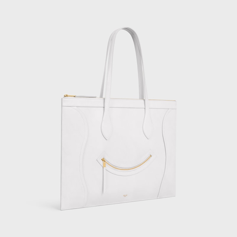 FLACHE LUGGAGE AUS GLÄNZENDEM KALBSLEDER - WEISS - HOBO UND TOTE BAGS - 1 | CELINE