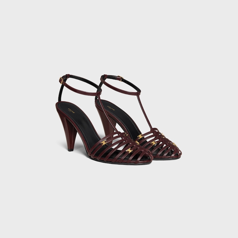 SANDALO CELINE CAGE CON CINTURINI IN PELLE DI CAPRA - BORDEAUX -  - 1 | CELINE