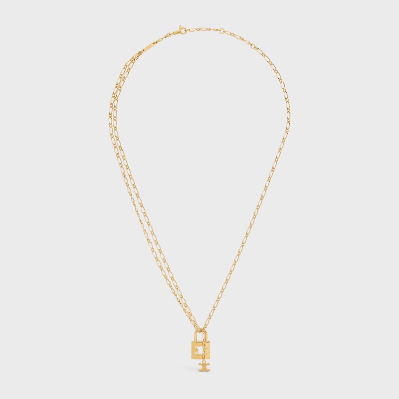Triomphe Lock Necklace in Brass with Gold Finish - GOLD -  - 1 | CELINE