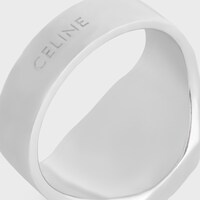 Celine Bevelled Signet Ring in Onyx and Sterling Silver with Rhodium finish - BLACK / SILVER -  - 1 | CELINE