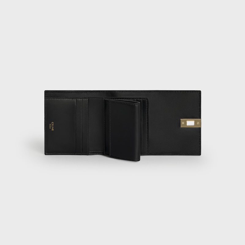 Petit portefeuille 16 Veau satin&eacute; - Noir - PORTEFEUILLES - 1 | CELINE