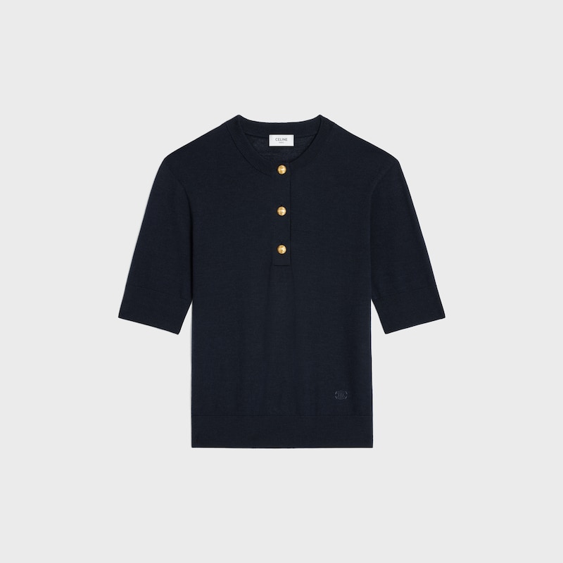 pull col rond laine fine - Marine -  - 1 | CELINE