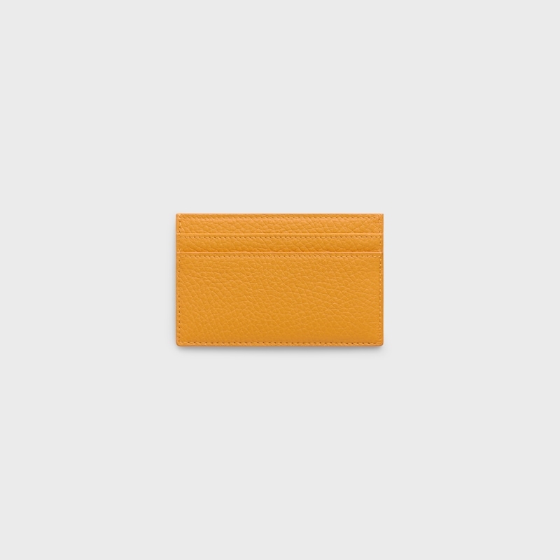 CARD HOLDER IN GRAINED CALFSKIN - MERIGOLD - COIN AND CARD HOLDERS - 1 | CELINE