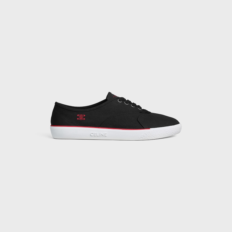 ALAN SNEAKER IN CANVAS AND SUEDE CALFSKIN - BLACK / RED -  - 1 | CELINE