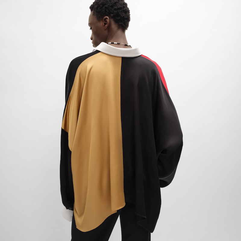 polo shirt IN viscose satin - BLACK -  - 1 | CELINE