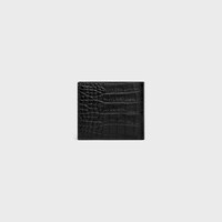Bi-fold Wallet IN Crocodile Embossed Calfskin - Black - WALLETS - 1 | CELINE