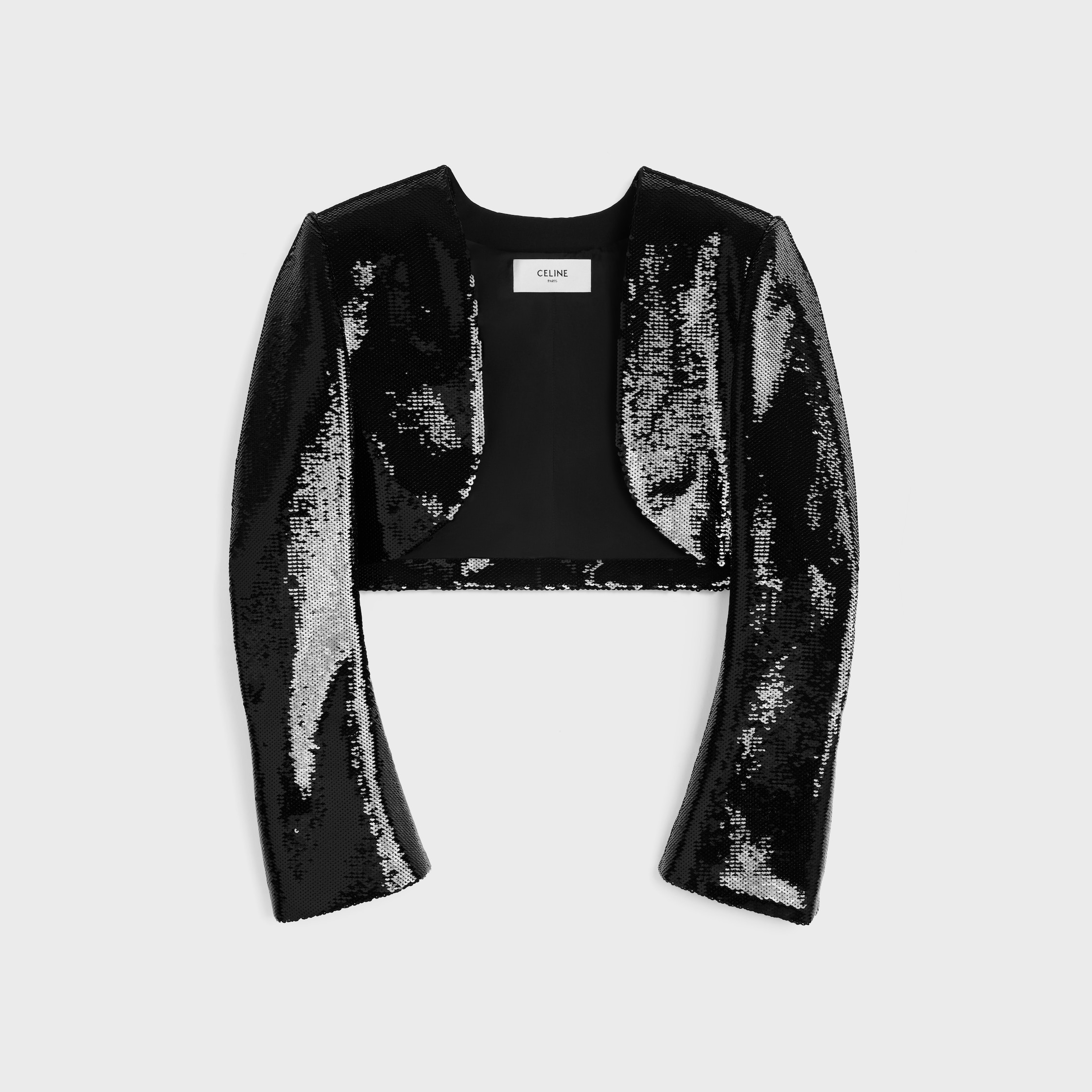 Jaqueta bolero bordada em gabardine de lã - PRETO | CELINE