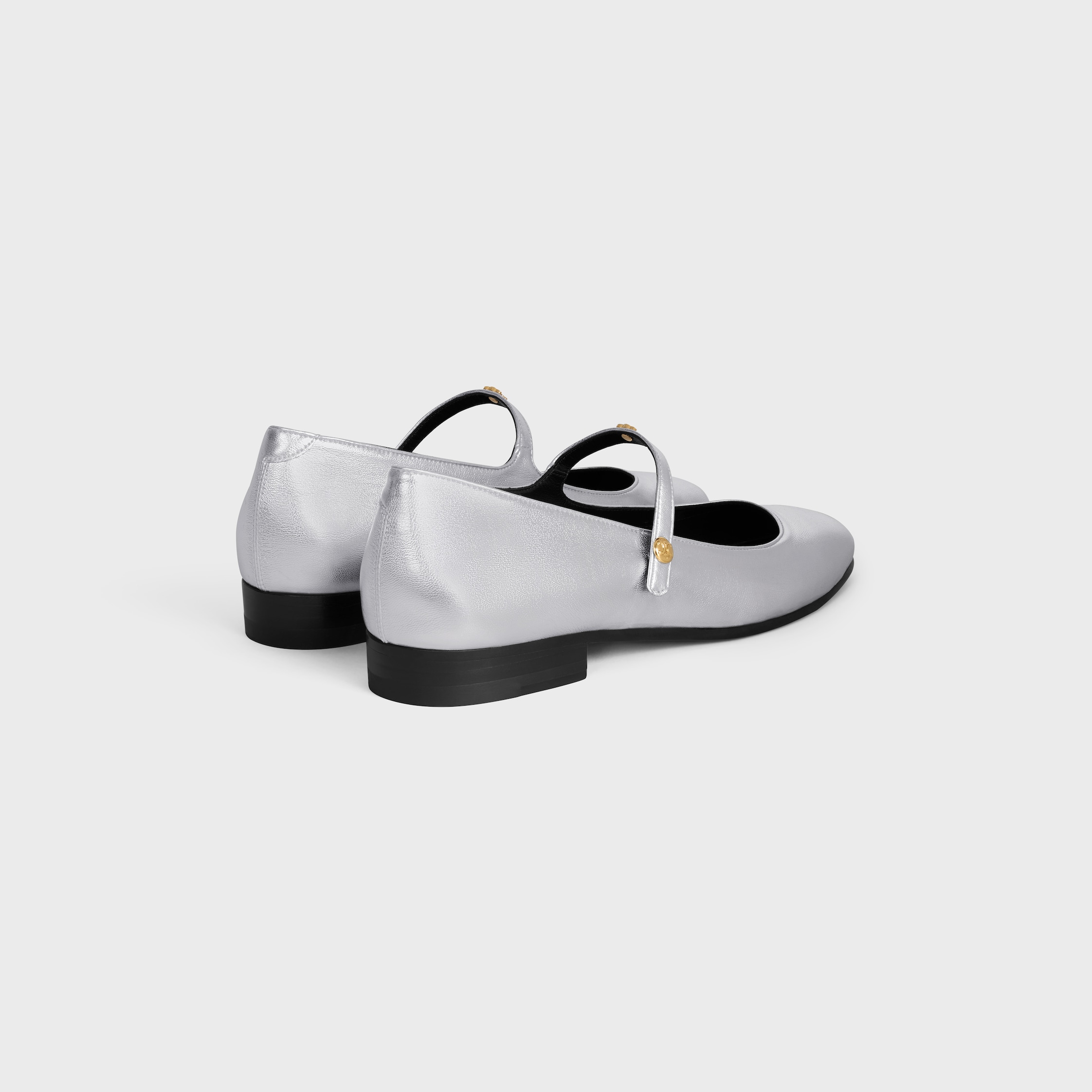 靴/バッグ Celine Mary Jane Flats Silver Leather 37 CITY - MARY-JANE BALLERINA IN LAMINATED LAMBSKIN - SILVER | CELINE