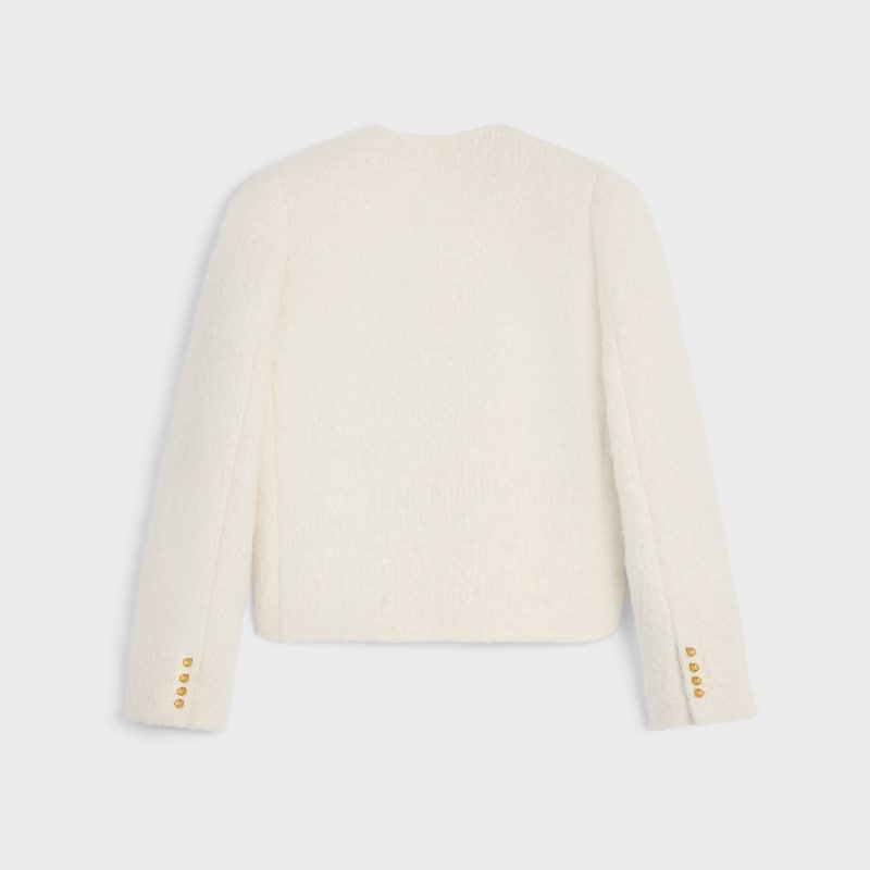 CHAQUETA ICONE DE CACHEMIRA Y LANA TRENZADA - BLANCO -  - 1 | CELINE