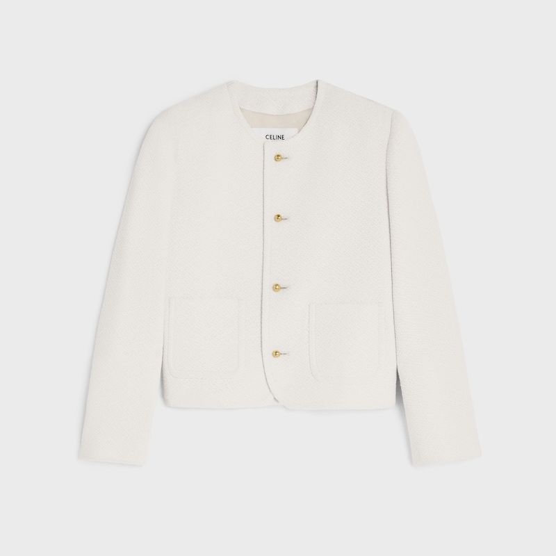 icone jacket IN viscose and wool natt&eacute; - OFF WHITE -  - 1 | CELINE
