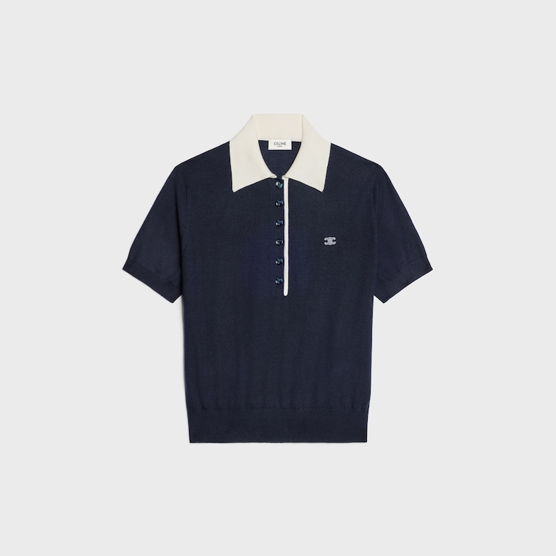 polo cachemire coton fin - NAVY/WHITE -  - 1 | CELINE