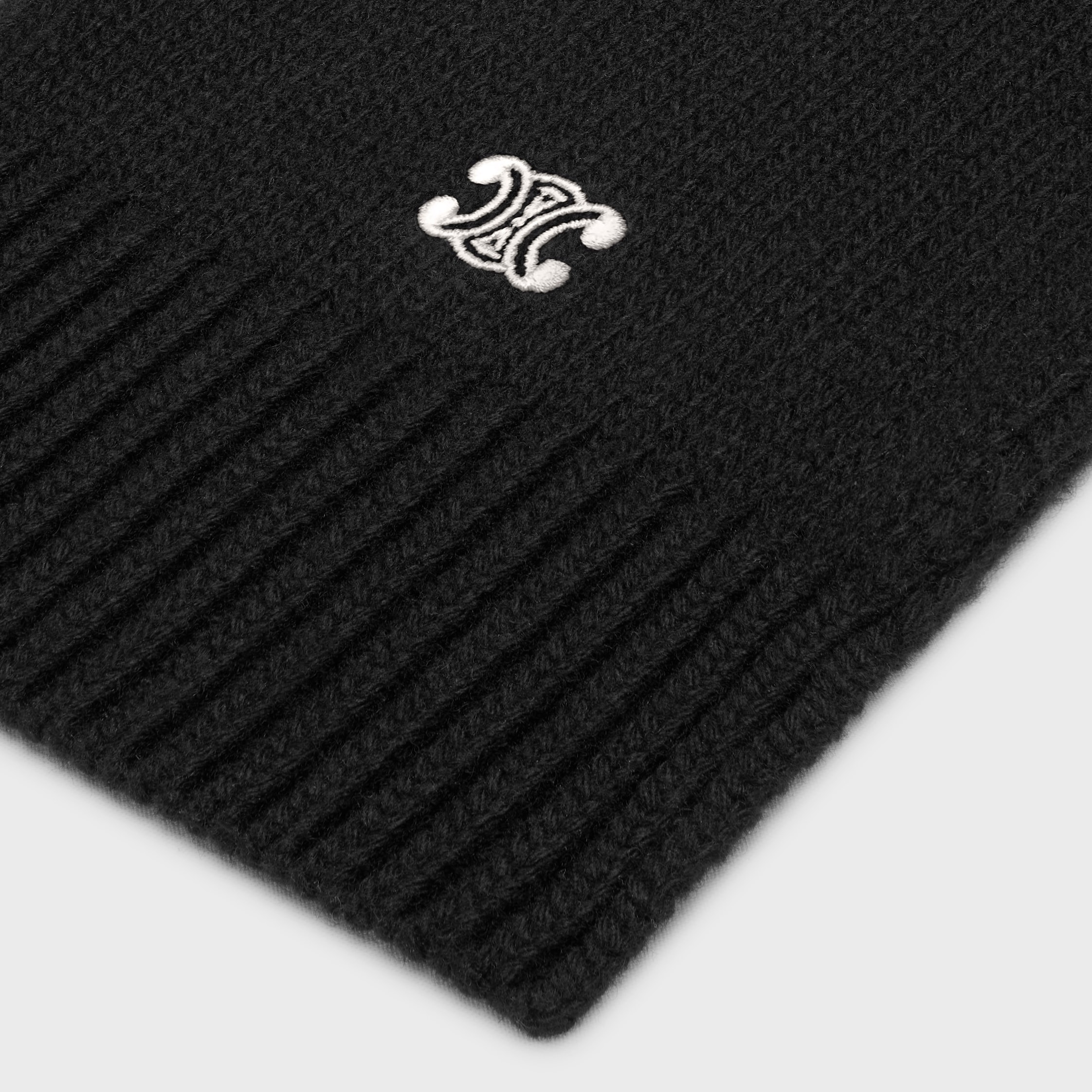 triomphe scarf in wool and cashmere - BLACK / OFF WHITE | CELINE