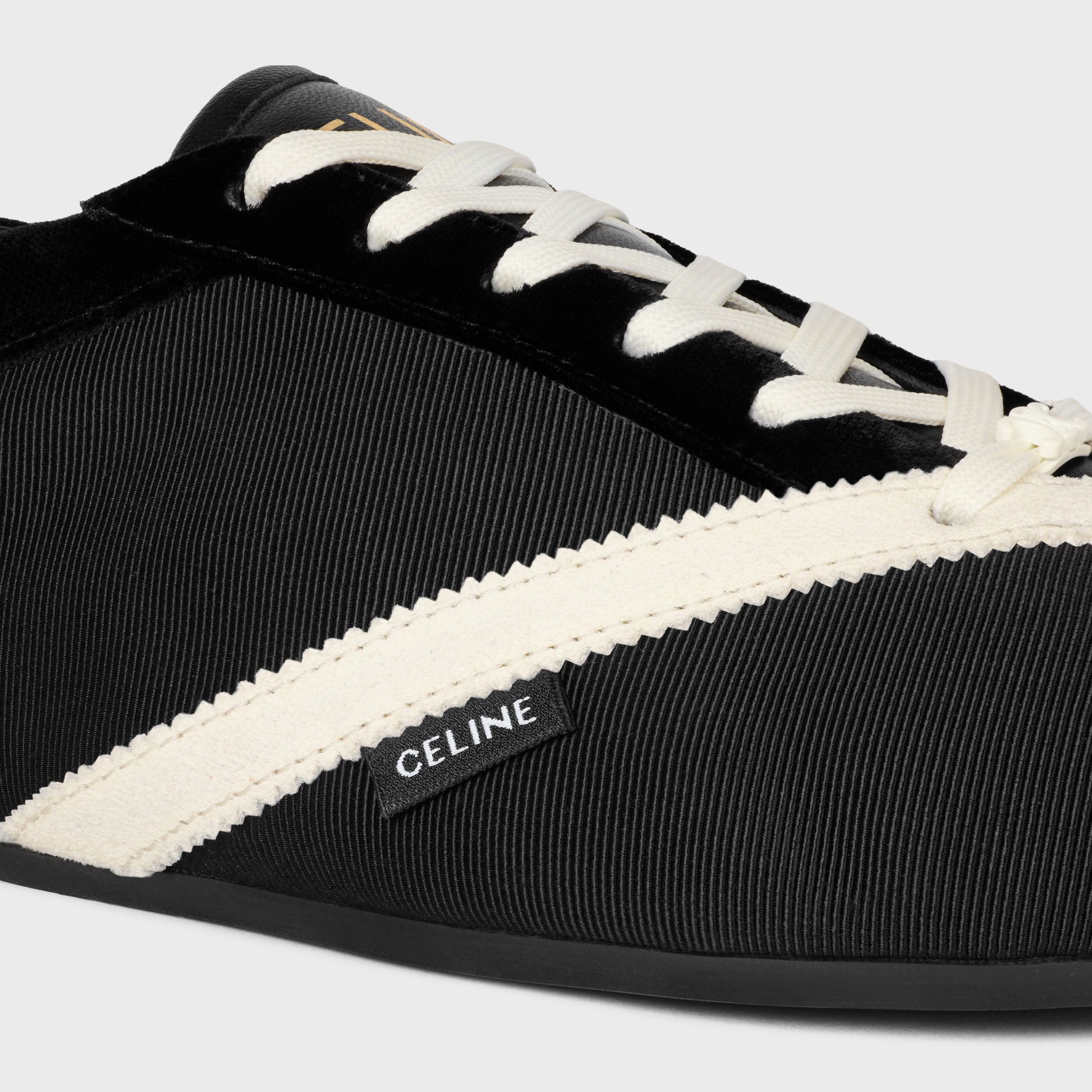 THE FLAT SNEAKER IN GROS GRAIN, VELVET, SUEDE CALFSKIN AND