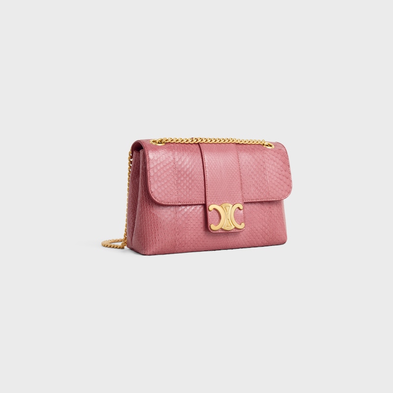 Medium Celine Victoire Bag in PYTHON - PINK - MORE LINES - 1 | CELINE