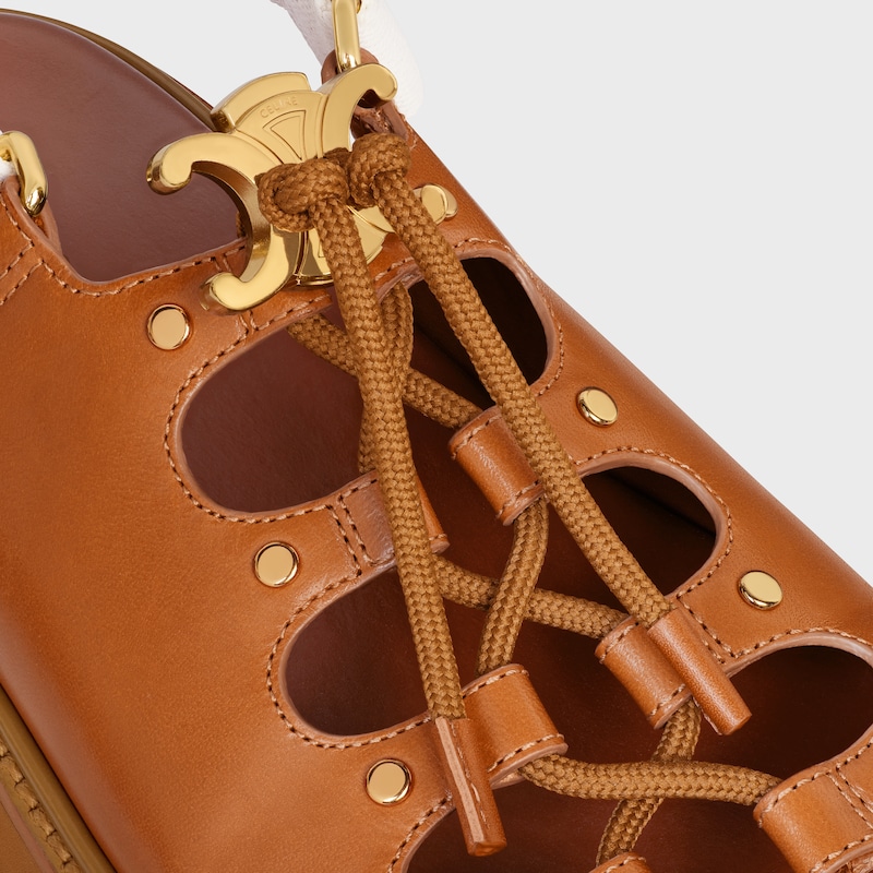 CELINE BILLIE牛皮革及織物粗跟涼鞋 - 黃褐色 / 淡褐色 -  - 1 | CELINE