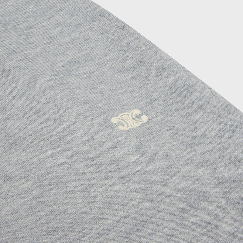 triomphe loose track pants in cotton and cashmere - GREY / OFF WHITE -  - 1 | CELINE
