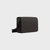 Flap Messenger bag IN TRIOMPHE CANVAS AND CALFSKIN - BLACK - CROSS-BODY BAGS - 2 | CELINE