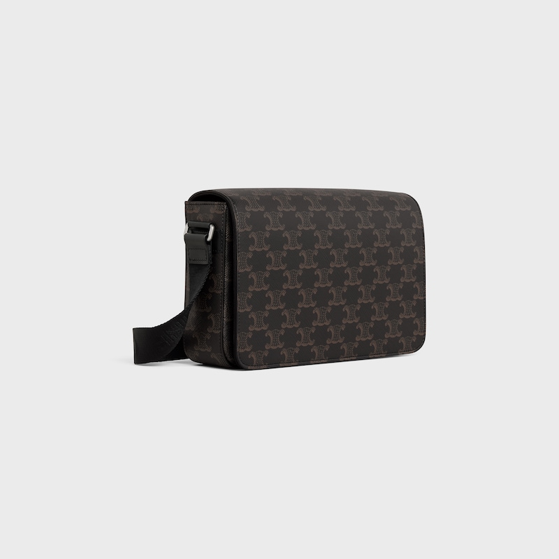 Flap Messenger bag IN TRIOMPHE CANVAS AND CALFSKIN - BLACK - CELINE ESSENTIALS - 1 | CELINE