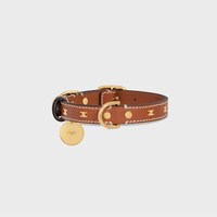 Small Thin Dog Collar in Smooth Calfskin with Studs Triomphe - TAN - DOG ACCESSORIES - 1 | CELINE